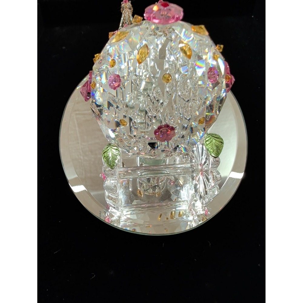 Crystal Glass Cinderella Carriage and Horses Figurine with Mirrored Base Pink - Picture 6 of 9